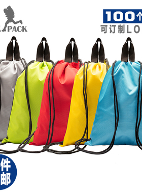 定制LOGO运动抽绳双肩背包订做印字防水学生小束口袋健身zackpack