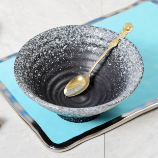 水果沙拉碗 日式 汤碗 日系饭碗 瑕疵 复古工艺风雪花圆形陶瓷餐碗