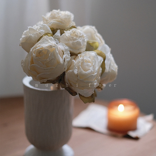 假花仿真花摆设高端玫瑰花束客厅插花摆件婚礼布置餐桌婚房装 饰