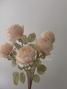 遇花树仿真花绢花大朵玫瑰干花高枝花束民宿店铺软装 插花客厅摆件