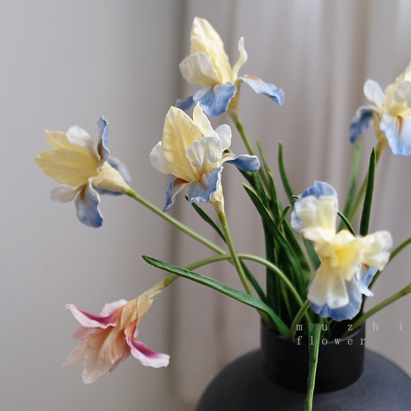 法式油画鸢尾仿真花束客厅插花
