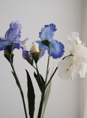鸢尾仿真花蓝紫色假花客厅摆设花束高端轻奢绢花插花花艺摆件装饰