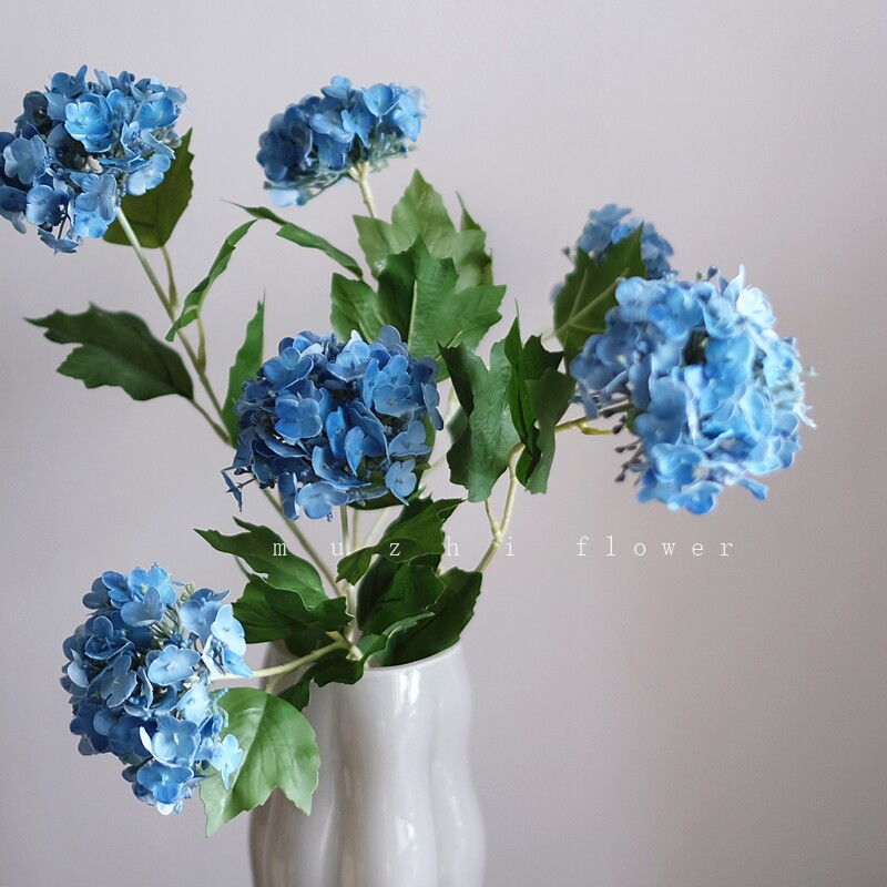 muzhiflower手感冰蓝绣球仿真花图片