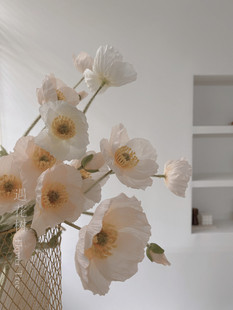 ins韩式 饰假花绢花婚庆摄影野餐拍摄道具 虞美人仿真花摆件客厅装