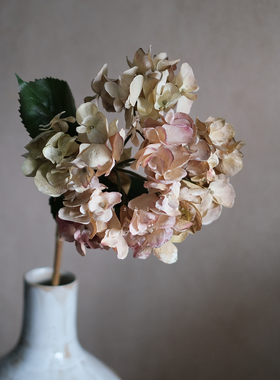 复古暮粉绣球仿真花客厅插花