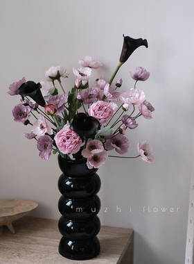 半夏仿真花束紫色虞美人假花摆设轻奢高端客厅装饰插花花艺摆件