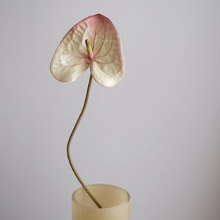 蜜桃色红掌仿真花单枝轻奢高端客厅插花装 饰花艺摆件室内桌面假花