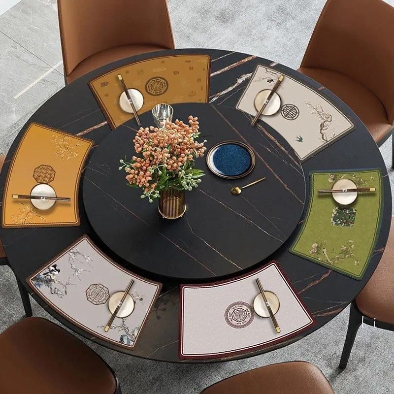 新中式扇形皮革餐垫圆桌桌垫pvc防水防油防烫桌布家用酒店隔热垫,餐饮具,餐垫,淘宝优惠券,粉丝福利购,淘宝优惠卷