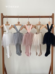 Galakoko秋冬新假两件半身裙女宝洋气打底裤针织开衫背带公主裙袜