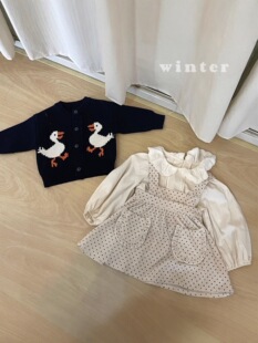 小小童毛衣棉质吊带裙套装 25新款 毛衣秋冬款 Galakoko女童卡通开衫