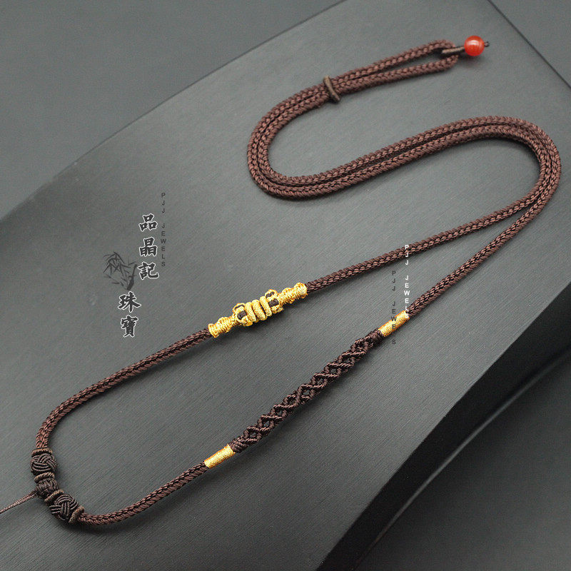 品晶记男女吊坠吊绳纯手工八股莲花结相思结咖啡色