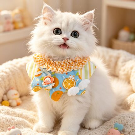 宠物猫咪围领苹果卡通印花围嘴口水巾狗狗泰迪中小型犬装饰围脖