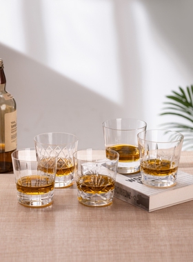 Contour琨图  水晶玻璃威士忌杯家用手工刻花洋酒杯古典烈酒洛杯