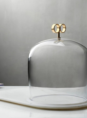 Nude努德 土耳其进口水晶玻璃大理石创意蛋糕盘连盖北欧风格装饰