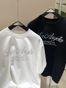 短袖 Moge1902贴钻珍珠夏季 新款 男士 t恤 T恤高克重重磅圆领宽松半袖