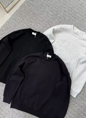 径尺25862新款男士卫衣加绒加厚休闲上衣男装潮牌宽松圆领字母