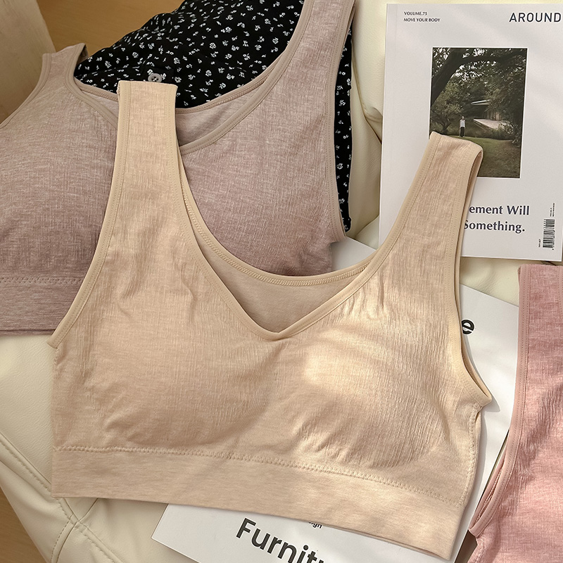 超级舒适背心式莫代尔固定杯文胸