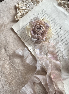 TeNg原创手作小众设计感烧毁感衰败凋零玫瑰胸针发卡