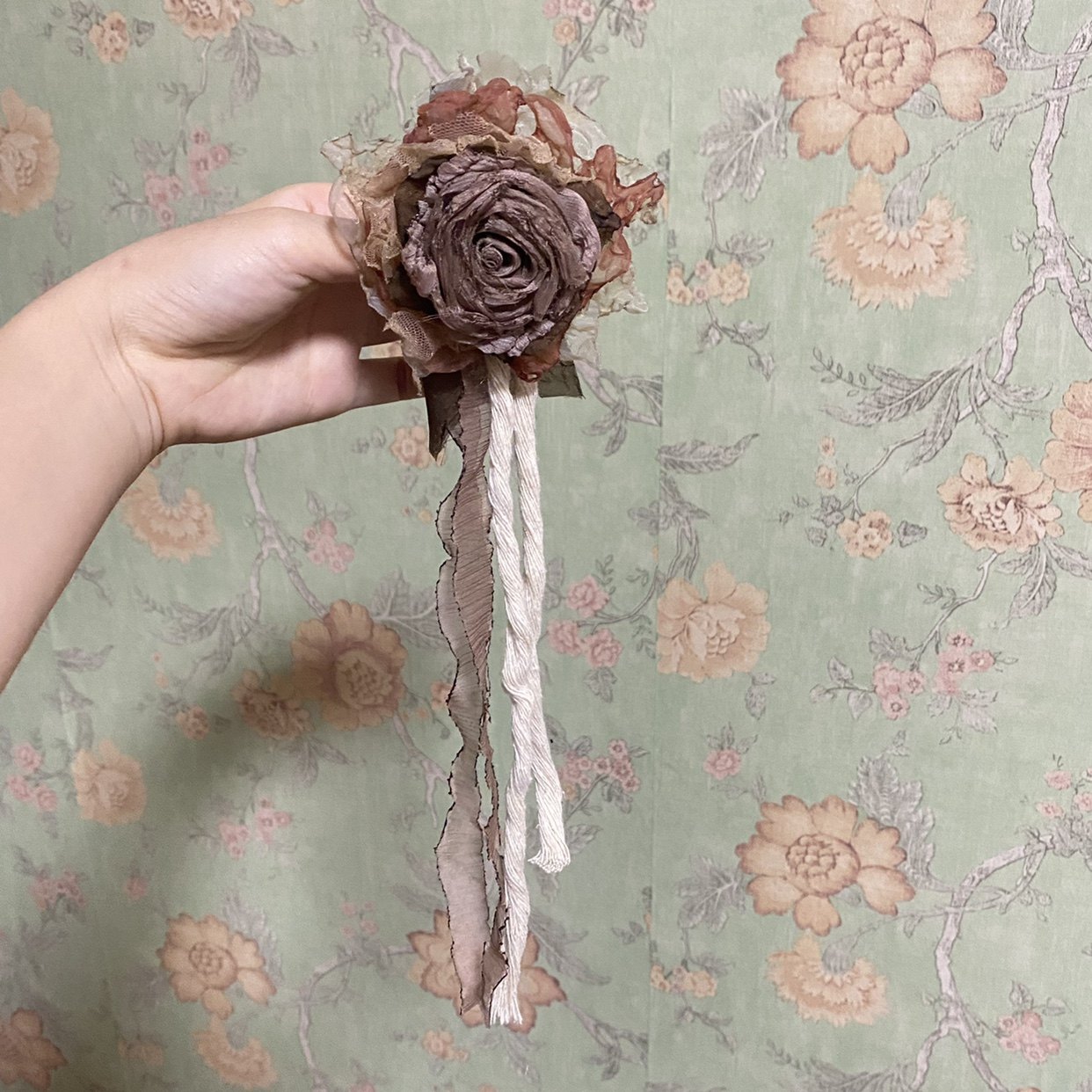 TeNg原创层次感小众设计布艺手作玫瑰花胸针/发夹/腕花/颈花/发卡
