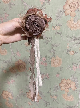 TeNg原创层次感小众设计布艺手作玫瑰花胸针/发夹/腕花/颈花/发卡