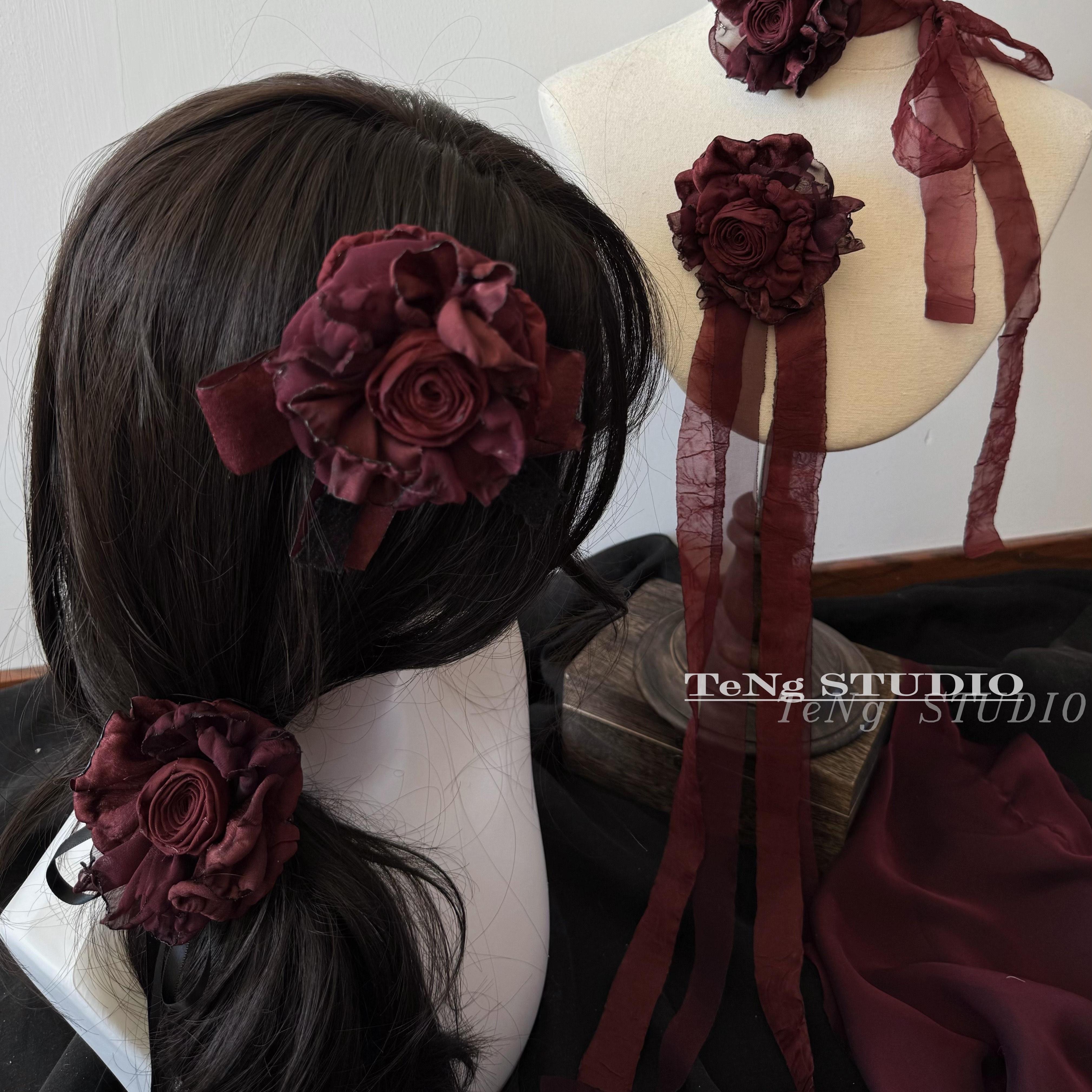 手作红玫瑰新年婚庆胸针颈花发饰