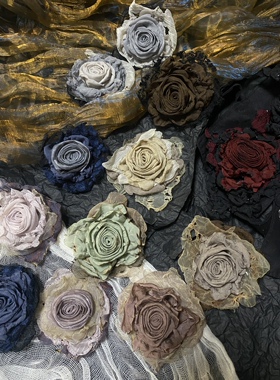 TeNg原创手作复古布艺干枯玫瑰饰品 胸针/发簪/抓夹/发卡/颈花