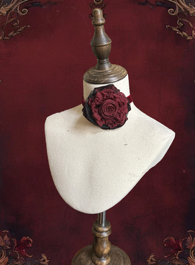 TeNg原创手作哥特丝绒玫瑰花颈带choker可调节复古高级小众不撞款