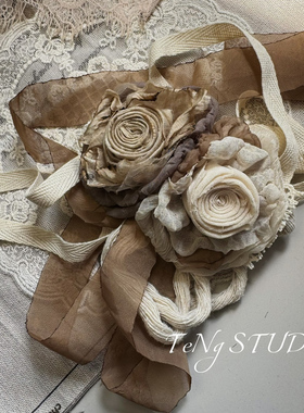 TeNg原创烧毁破碎感手作干枯玫瑰花胸针/发卡复古小众优雅生成色