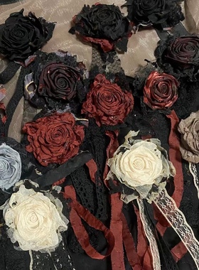 TeNg原创设计手作暗黑风lolita干枯玫瑰花胸针/颈花/发夹/发簪