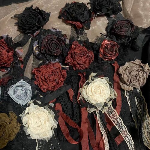 手作暗黑小众配饰玫瑰花胸针胸花