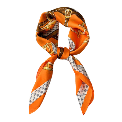 秋新款复古橙色丝巾女韩国小领巾