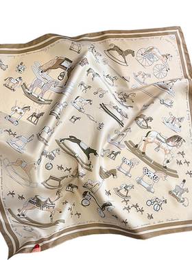 卡其木马真丝围巾桑蚕丝披肩