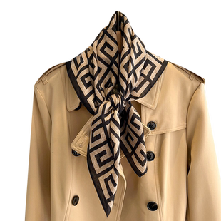 韩版回形字母小方巾女丝巾秋冬保暖棉麻围巾装饰领巾洋气披肩头巾