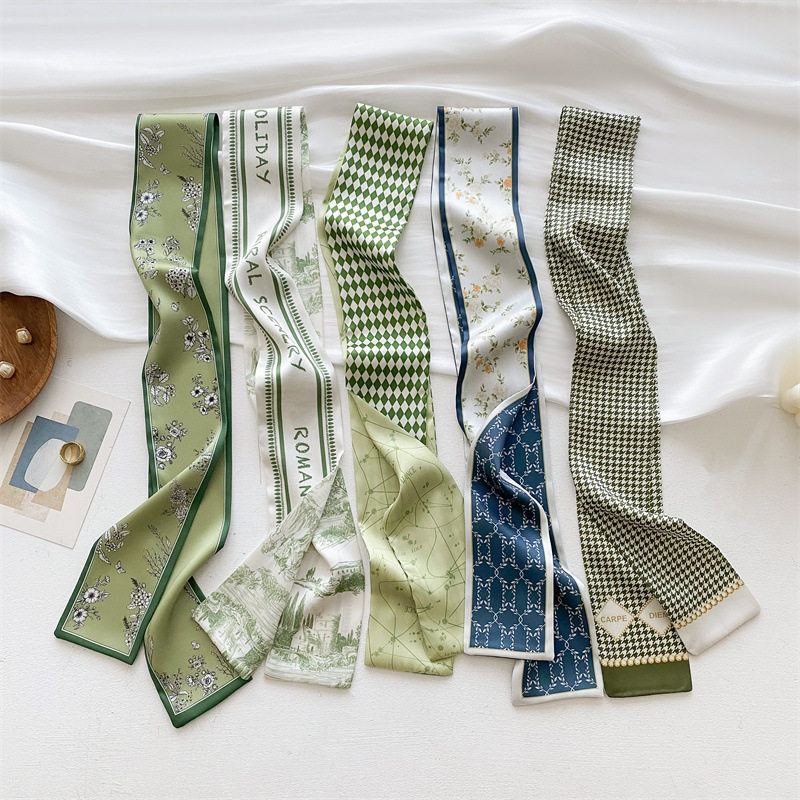 复古法式小长条丝巾女春夏新款绿色细窄发带绑包飘带气质装饰领巾,服饰配件/皮带/帽子/围巾,围巾/丝巾/披肩,淘宝优惠券,粉丝福利购,淘宝优惠卷