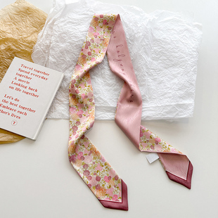 花晨月夕法式发带细窄丝巾小长条女时尚百搭多功能领巾绑包包飘带