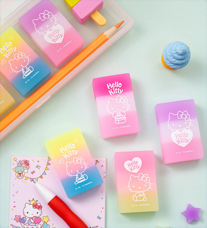 一正kt猫橡皮擦水晶果冻透明糖果渐变创意可爱凯蒂猫2B象皮不留痕