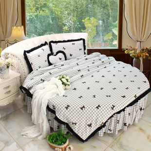 法式 保暖毛绒圆床单2m 复古软糯牛奶绒圆床四件套珊瑚绒防静电冬季