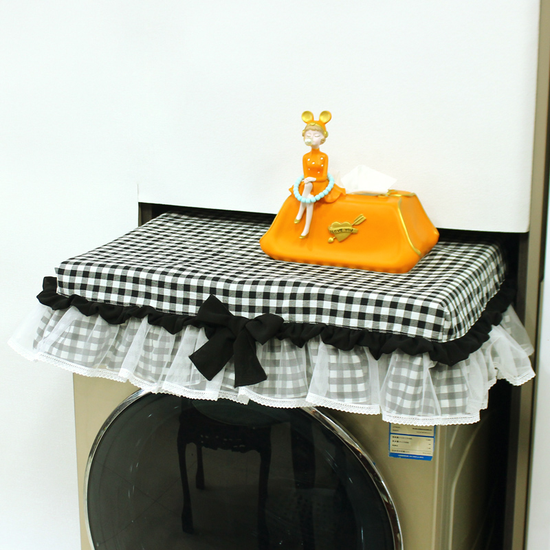 小格子滚筒洗衣机防尘罩冰箱盖巾桌布床头柜茶几多功能盖布可定制