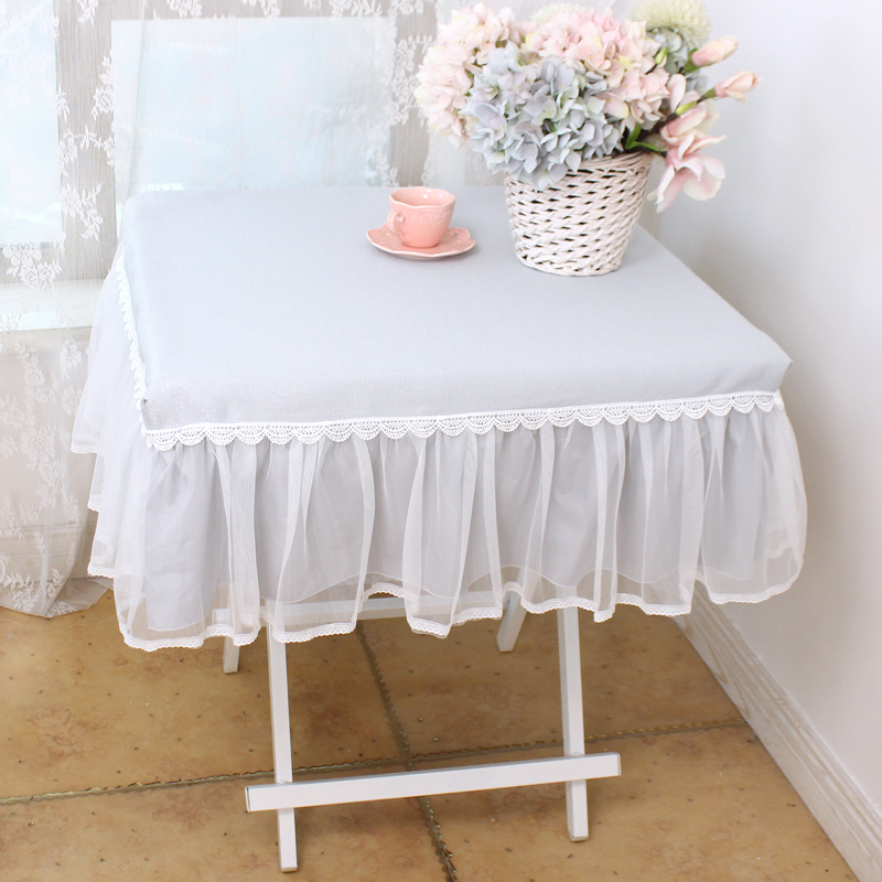 轻奢月光灰遮光蕾丝桌布长方形桌布餐桌台布床头柜罩茶几罩