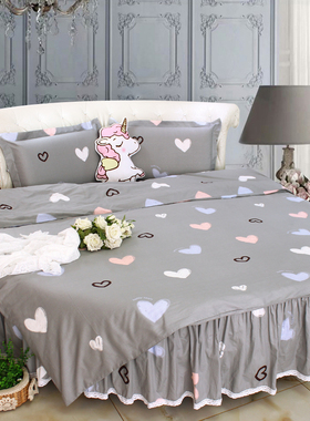 主题房宾馆新款灰色小心心简洁纯棉全棉圆床四件套圆床罩圆被套2m