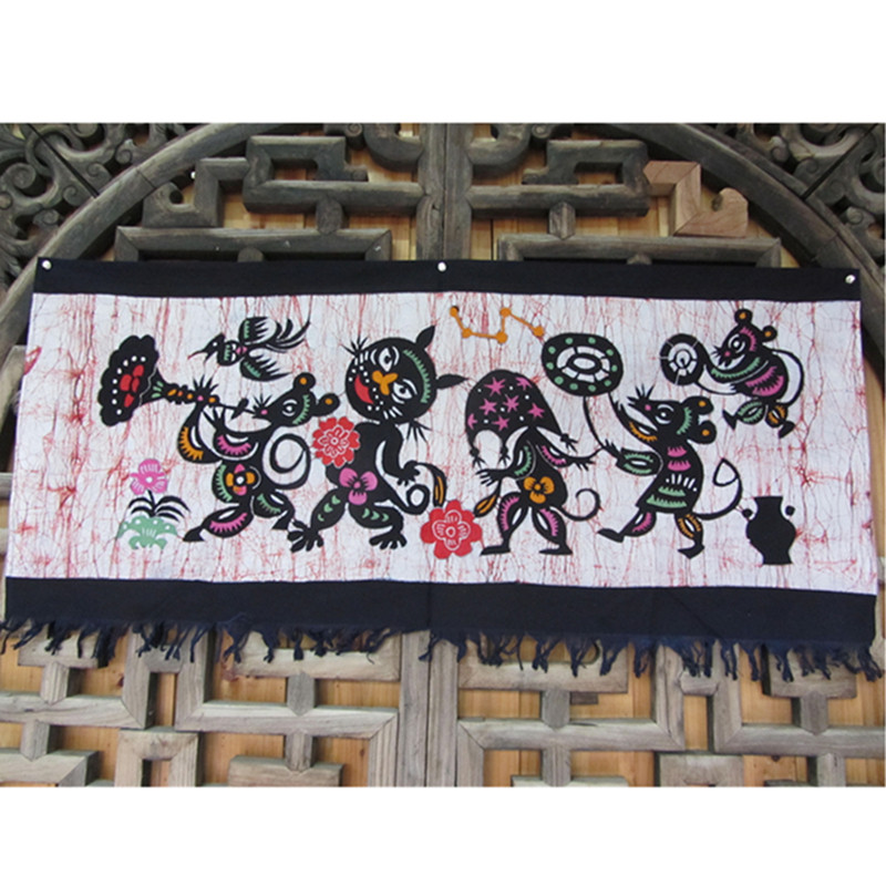 民族风手绘蜡染壁挂酒店客栈餐厅居家沙发背景墙贴,特色手工艺,苗族蜡染,淘宝优惠券,粉丝福利购,淘宝优惠卷