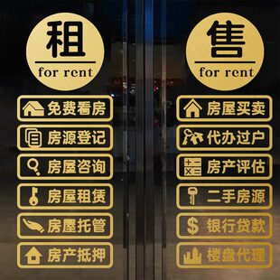 装饰字墙房源租售销售二手房中介房产玻璃门贴公司广告贴纸橱窗