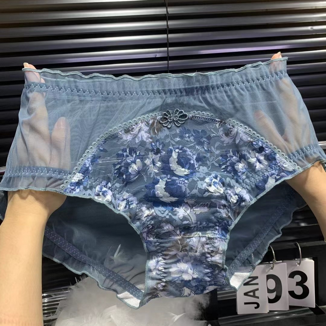 25新款韩版大码内裤女士中腰胖mm超轻薄透气网纱复古花朵三角短裤,女士内衣/男士内衣/家居服,女三角裤,淘宝优惠券,粉丝福利购,淘宝优惠卷