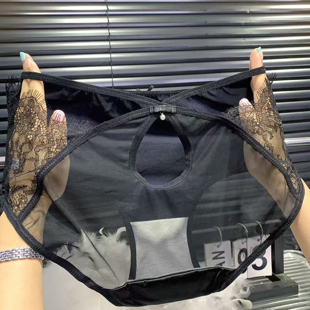 林梦雪新款纯欲透明网纱大码内裤女士中腰胖mm性感舒适透气夏薄款