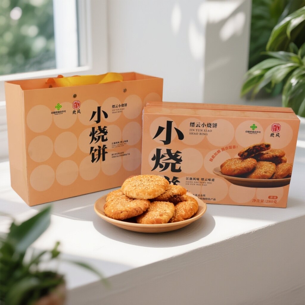 欣风缙云小烧饼酥饼薄脆零食糕点280克2盒礼袋装特产