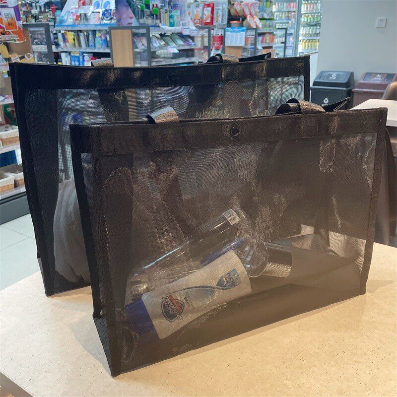 网纱手提袋子购物袋超大号游泳包硬网纱舞蹈健身大容量沙滩包