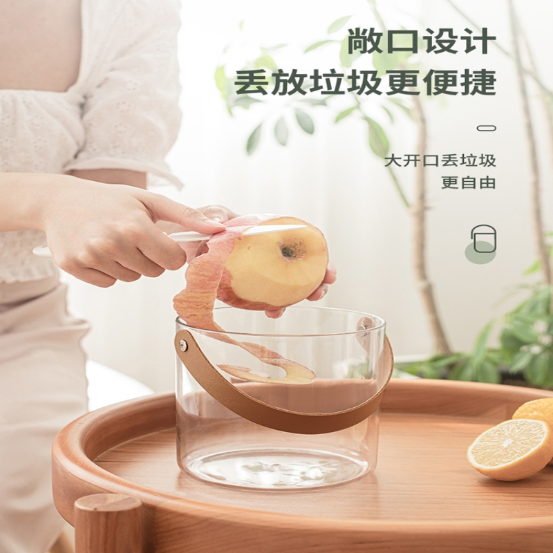 桌面垃圾桶透明家用小号收纳桶台面亚克力迷你桌上手提网红小桶