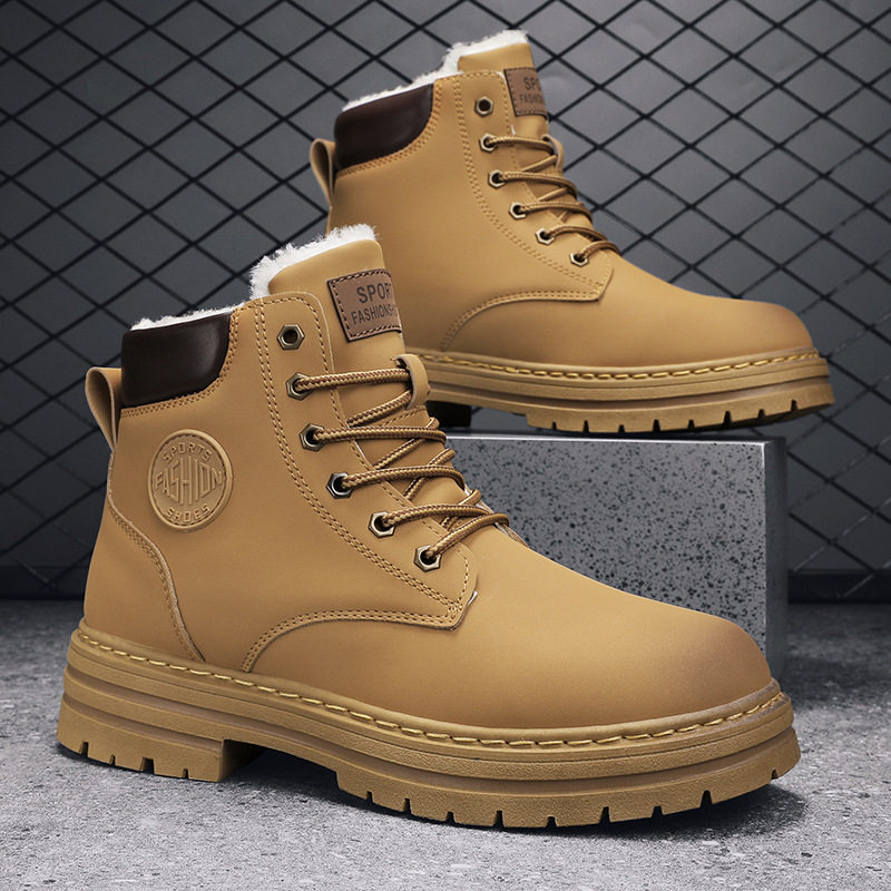 清仓男士马丁靴情侣款大黄靴厚底男靴棉靴女靴子英伦短靴G6882-1