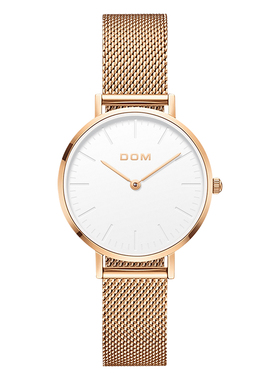 DOM腕表 2024新款学生手表女商务网带简约气质轻奢小众女式石英表