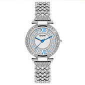 商务休闲时尚 DOM腕表 新款 学生满钻女表镶钻蓝针气质手链手镯表